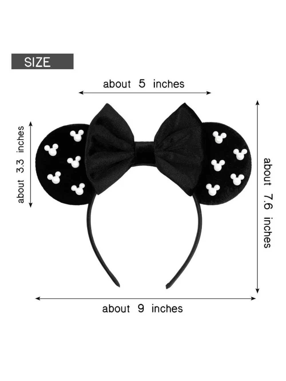 Women Midnight Black cotton Candy-Inspired Mickey Mouse Hair Headband
